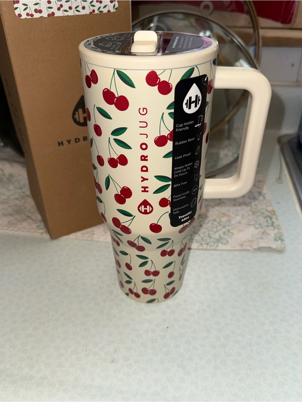 New Hydrojug Cherries 40oz Traveler